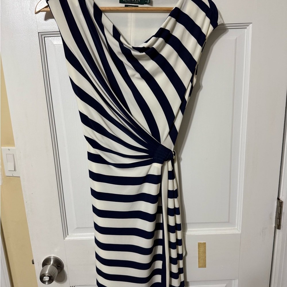 Ralph Lauren Wrap Navy and White Dress